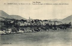 CPA Les Alpes Embrun la Durance et le Roc a gauche Montagne de Chateauroux au fond celles de St Crep