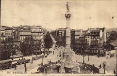 CPA Marseille la Place Castellane Fontaine Cantini et Boulevard Baille 