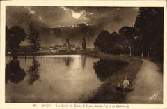 CPA Agen Les Bords du Canal l'Eglise Saint Foy et le Cathedrale 