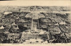 CPA Versailles Vue a vol d'oiseau sur le Parc le Palais et la Ville 