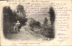CPA Puy de Dome Promenade Ane Mule