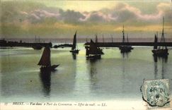 CPA Brest Vue dans a Port du Commerce Effet de nuit Bateaux