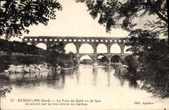 CPA Remoulins Gard Le Pont du Gard vu de face en amount sur la rive droite du Gardon 