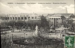 CPA Nimes L'Esplanade Les Arenes Palais de Justice Fontaine Pradier 