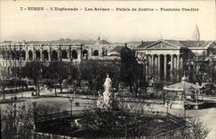 CPA Nimes L'Esplanade Les Arenes Palais de Justice Fontaine Pradier 