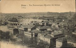 CPA Nimes vue panoramique Quartier des Arenes 
