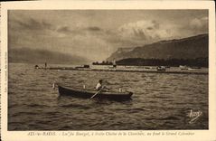 CPA Aix les Bains Lac du Bourget a droite Chaine de la Chambate au fond le Grand Colombier 