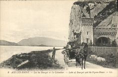 CPA Aix les Bains Lac du Bourget et le Colombier Attelage Cheval