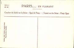 CPA Paris en Flanant Coucher de Soleil sur la Seine Quai de Passy Bateau