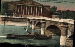 CPA Paris la Chambre des Deputes et le Pont de la Concorde Bateau