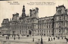 CPA Paris hotel de Ville premiere Pierre posee en 1593 completement detruit en 1871 