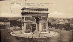CPA Paris l'Arc de Triomphe et la Place de l'Etoile 