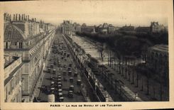 CPA Paris La Rue de Rivoli et les Tuileries 