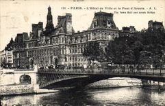 CPA Paris Hotel de Ville et le Pont d'Arcole 