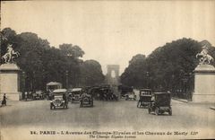 CPA Paris L'Avenue des Chapms Elysees et les Chevaux de Marly 
