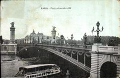 CPA Paris Pont Alexandre III Bateau