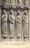 CPA Paris Eglise Notre Dame Facade principale Statues du Portail de droite 
