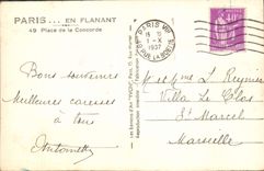 CPA Paris en Flanant Place de la Concorde Tour Eiffel