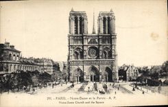 CPA Paris Notre Dame et le Parvis 