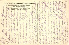 CPA Les Petits Tableaux de Paris la Conciergerie la Tour de l'Horloge et le Pont au Change 