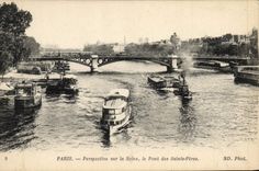 CPA Paris Perspective sur la Seine le Pont des Saints Peres Bateaux
