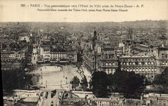 CPA Paris vue Panoramique vers l'Hotel de Ville Prise de Notre Dame 