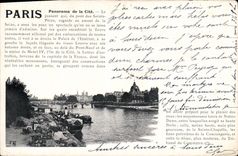 CPA Paris Panorama de la Cite le Passant Qui du Pont des Saints Peres regarde au amont de la Seine 