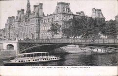 CPA Paris Le Pont d'Arcole et L'Hotel de Ville 