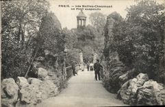 CPA Paris Les Buttes Chaumont Le Pont suspendu 