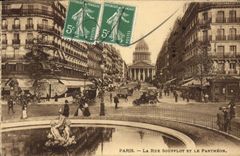 CPA Paris La Rue Soufflot et le Pantheon 