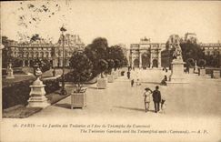 CPA Paris Les Jardins des Tuileries et l'Arc de Triomphe du Carrousel 