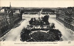 CPA Panorama de Paris Le Louvre le Jardin et les Champs Elysees 