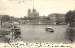 CPA Paris La Seine vers Notre Dame 