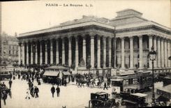 CPA Paris La Bourse Tramway