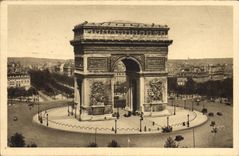 CPA Paris L'Arc de Triomphe et la Place de l'Etoile 