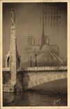 CPA Paris Notre Dame et Statue Ste Genevieve 