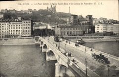 CPA Lyon Le Pont Tilsitt l'Eglise Saint Jean et le Coteau de Fourviere 