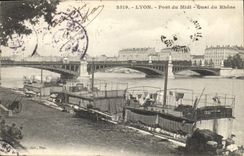 CPA Lyon Pont du Midi Quai du Rhone Bateau
