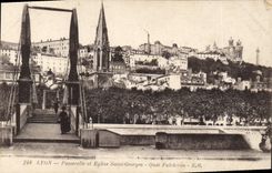 CPA Lyon Passerelle et Eglise Saint Georges Quai Fulchiron 