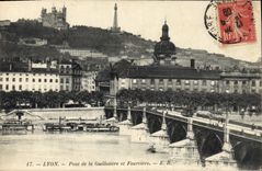 CPA Lyon Pont de la Guillotiere et Fourviere 