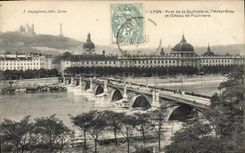 CPA Lyon Pont de la Guillotiere l'Hotel Dieu et Coteau de Fourviere 