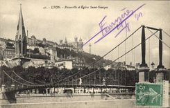 CPA Lyon Passerelle et Eglise Saint Georges 