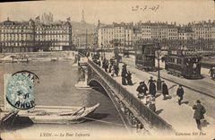 CPA Lyon Le Pont Lafayette Tramway Byrrh