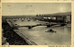 CPA Lyon Perspective des Ponts sur le Rhone 