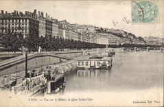 CPA Lyon Vue sur le Rhone le Quai Saint Clair 