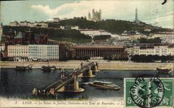 CPA Lyon Le Palais de Justice Fourviere et la Tour de Fourviere 