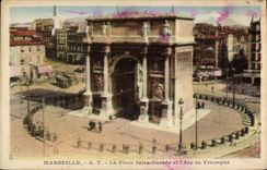 CPA Marseille La Place Jules Gueade et l'Arc de Triomphe 