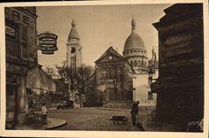 CPA Paris Montmartre Le Sacre Coeur vu de la Place du Tertre 