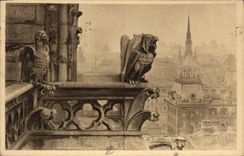 CPA Paris Notre Dame de Paris Detail de la Facade Nord 