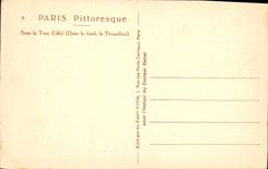 CPA Paris Sous la Tour Eiffel Dans le fond le Trocadero 